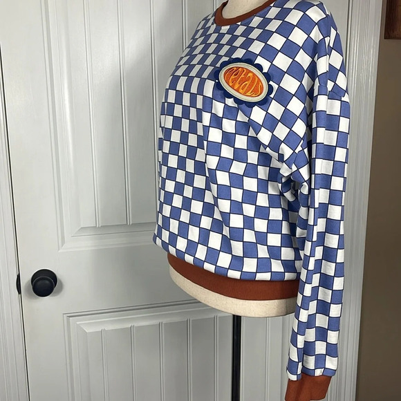 Petals and Peacock/ Checkerboard Crewneck sweatshirt Sz XL - Picture 8 of 11